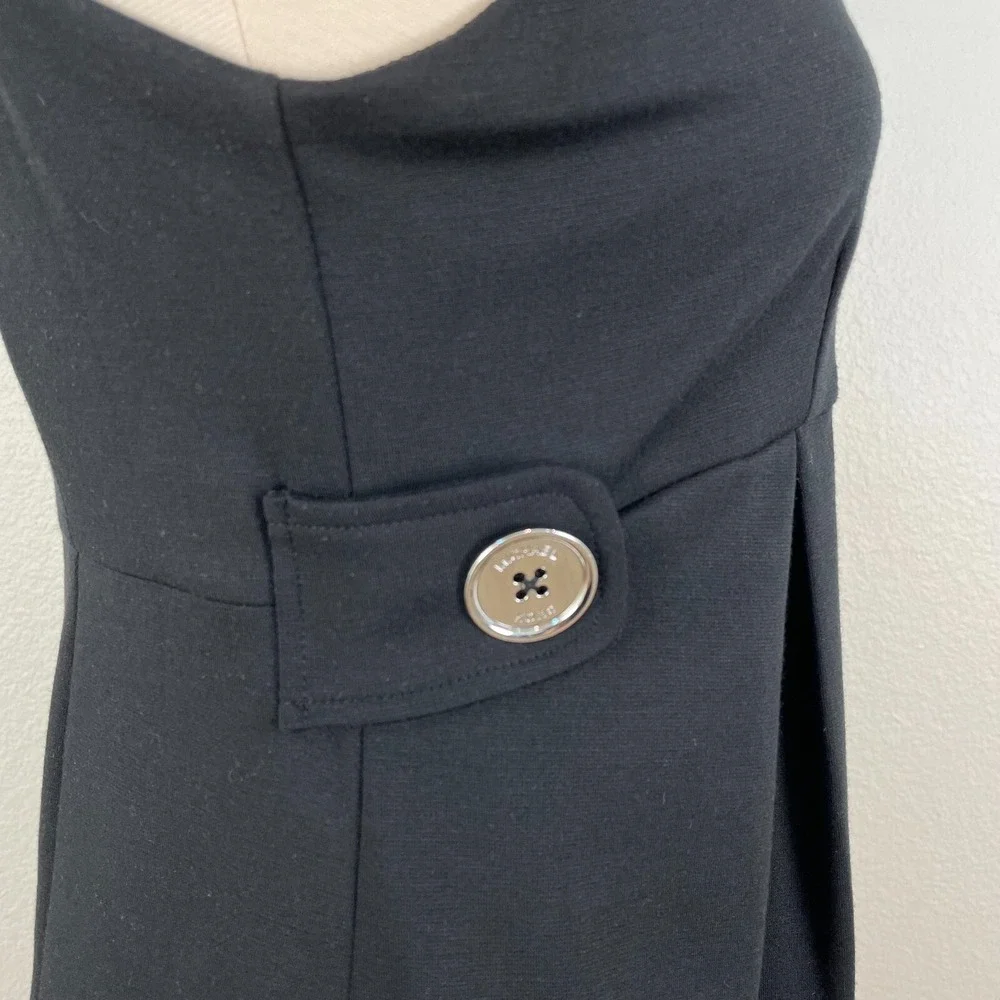 Michael Kors‎ Womens 4 Black Side Button Babydoll Dress Sleeveless Stretch